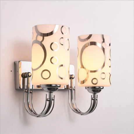 Modern Glass Cylinder Wall Sconce 1/2-Lights - Chrome Finish Bedside Lamp 2 /
