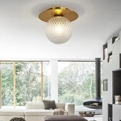 Modern Glass Orbit Ceiling Light Kitchen Flushmount Lamp - Clear/Light - Brown/Cream Single Clear