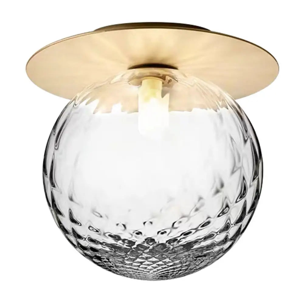 Modern Glass Semi - Flush Chandelier: 1 - Light Ceiling Mount Fixture For Hallway Clear
