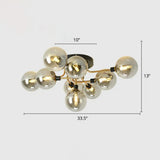 Modern Glass Semi Flush Mount Ceiling Light Fixture - Bubbles Black Finish Bedroom Lighting 9 /