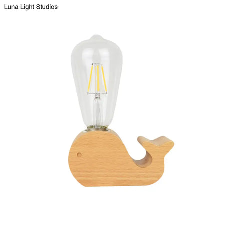 Modern Glass Shade Single Bulb Reading Lamp: Beige Sheep/Elephant/Cow Desk Lamp For Bedroom