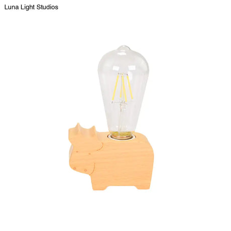 Modern Glass Shade Single Bulb Reading Lamp: Beige Sheep/Elephant/Cow Desk Lamp For Bedroom