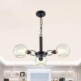 Modern Globe Chandelier: Black/Gold/White | 3/6 Light Pendant For Living Room 3 / Black