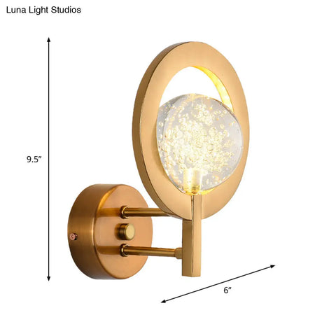 Modern Globe Wall Lamp With Clear Crystal And Led Light In Gold Finish