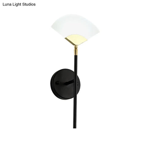 Modern Gold And Black Led Pencil Arm Wall Sconce With Acrylic Shade - Mount Light
