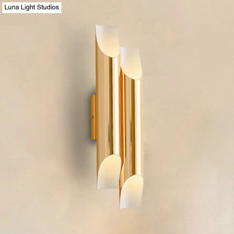 Modern Gold/Black/White Pipe Wall Light Sconce - 2/4 Lights Metal Mounted For Living Room