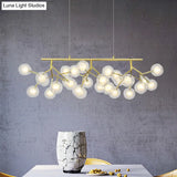 Modern Gold Bubble Chandelier With Branch Design Clear Glass 39/47 Width 27/36-Light Hanging Lamp