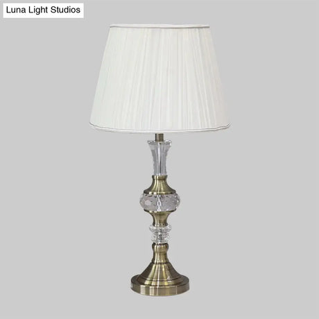 Modern Gold Candlestick Nightstand Lamp With Crystal Accent - 1-Bulb Night Light