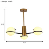 Modern Gold Chandelier With White Glass Orb Shades 3/6 Light Ceiling Pendant