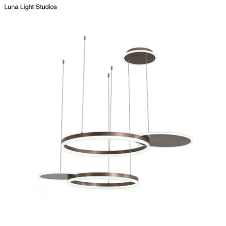 Modern Gold/Coffee Led Circular Multi Lamp Pendant Ceiling Fixture In Warm/White Light