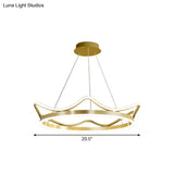Modern Gold Crown Chandelier - Stylish 20.5’/27.5’ Dia Led Pendant Light In Warm/White