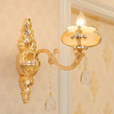 Modern Gold Crystal Droplet Glass Flower Wall Mount Sconce 1 / B