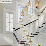 Modern Gold Crystal Mini Drum Pendant Light With Spiral Design - 8 Bulbs