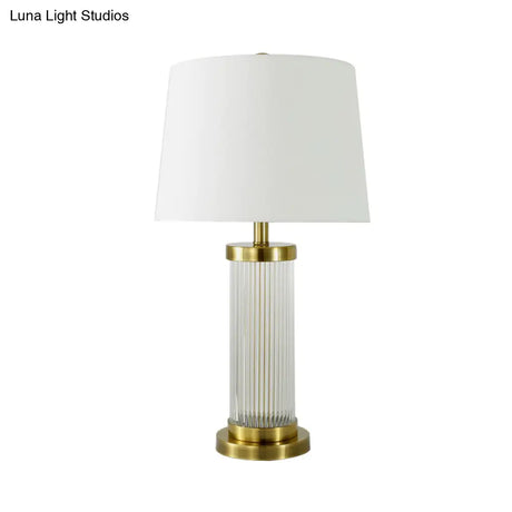 Modern Gold Desk Lamp With Fabric Shade - Flare Design 1 Bulb