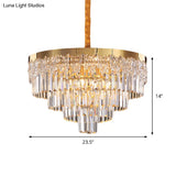 Modern Gold Finish Chandelier With Crystal Blocks 6/10 Bulbs 19’/23.5’ Width