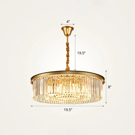 Modern Gold Finish Crystal Ceiling Chandelier For Living Room / 19.5’