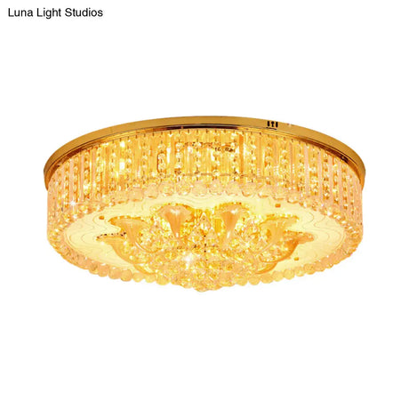 Modern Gold Flush Mount Ceiling Light With Crystal Stands