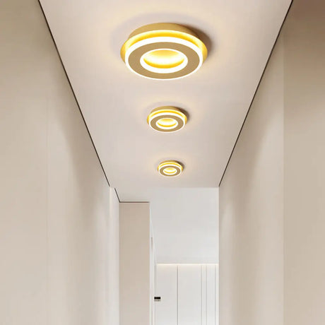 Modern Gold Flushmount Ceiling Light With Warm/White Led - Square Or Round Shape