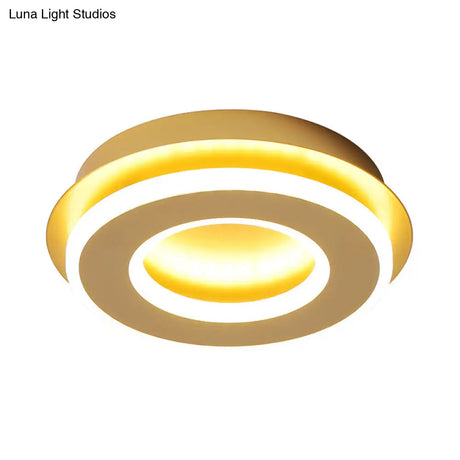 Modern Gold Flushmount Ceiling Light With Warm/White Led - Square Or Round Shape