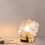 Modern Gold Gem Table Lamp 1-Light Cognac/Clear Glass Night Light For Living Room Clear