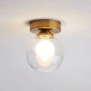 Modern Gold Glass Flush Mount Ceiling Light - Globe Corridor Close To Lighting