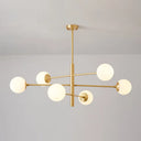 Modern Gold Hanging Chandelier With Satin Opal Glass Ceiling Light For Living Room 6 /