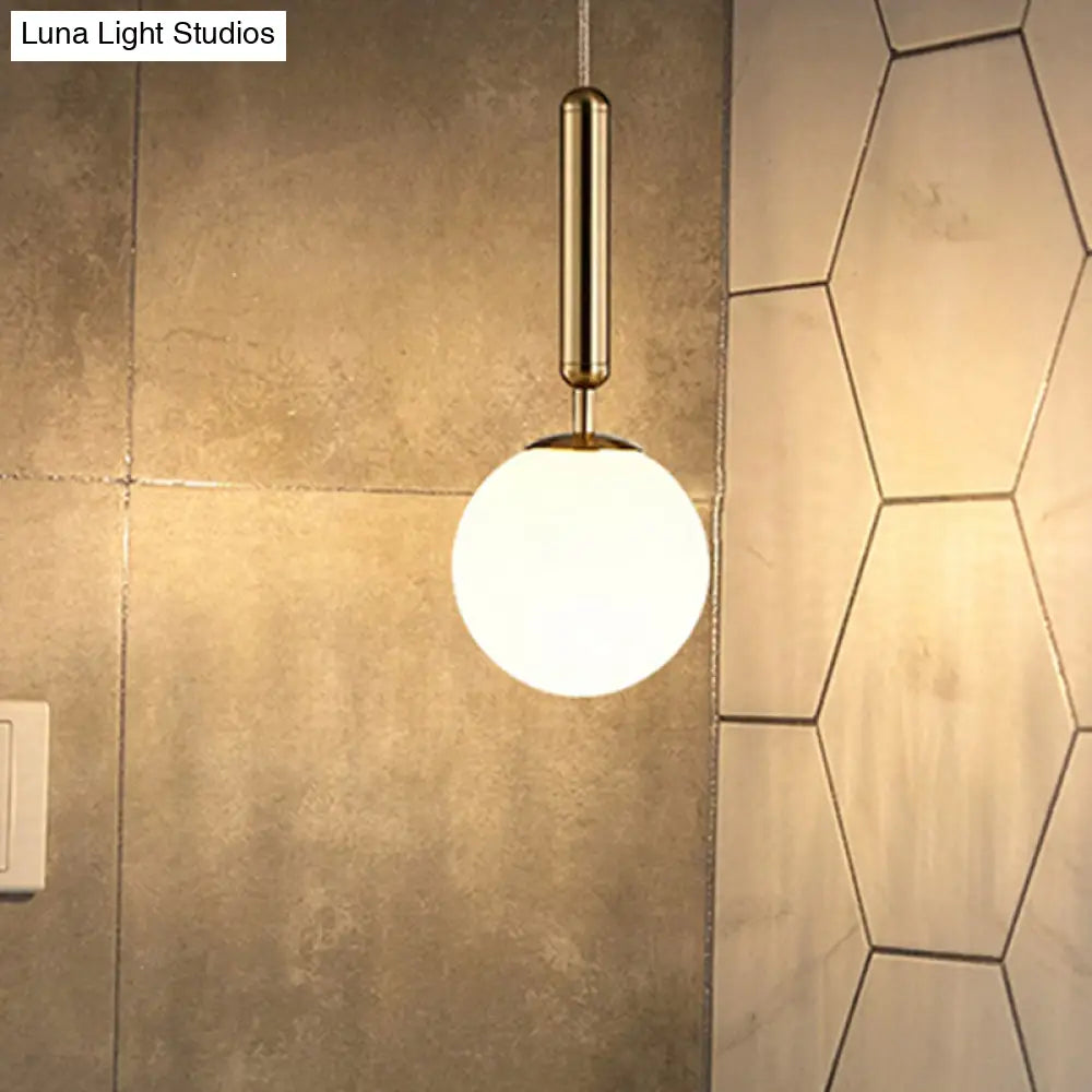 Modern Gold Kitchen Pendant Light With White Glass Shade 1-Light Multiple Sizes