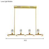 Modern Gold Linear Chandelier Pendant Light With Led Crystal 11/14 Heads Ideal For Dining Table