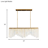Modern Gold Linear Crystal Led Chandelier Lamp - 24.5’/32’ Wide Pendant Lighting For Living Room