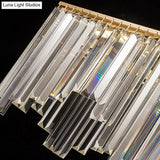 Modern Gold Linear Crystal Led Chandelier Lamp - 24.5’/32’ Wide Pendant Lighting For Living Room