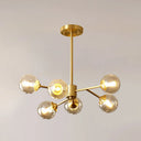 Modern Gold Metal Chandelier With Amber Glass Shade For Bedroom Ceiling 6 /