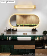 Modern Gold Metal Led Crystal Vanity Sconce - Wall Mounted Mirror Front For Bath