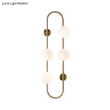 Modern Gold Oblong Sconce Wall Light With 4-Metal Heads And Milky Glass Shade