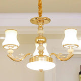 Modern Gold Opaline Glass Chandelier Light Fixture For Living Room 3 /