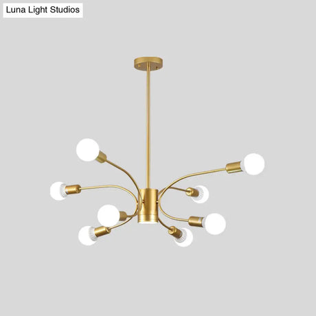 Modern Gold Sputnik Chandelier: Metallic Ceiling Pendant Light With 6/8/12 Lights For Living Room