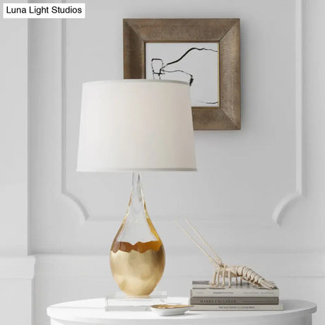 Modern Gold Tapered Drum Task Lighting - 1 Head Reading Book Light For Bedroom