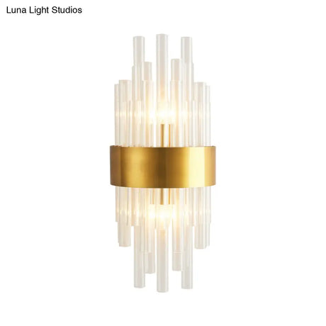 Modern Gold Wall Mount Light With Crystal Tube - Perfect For Corridors