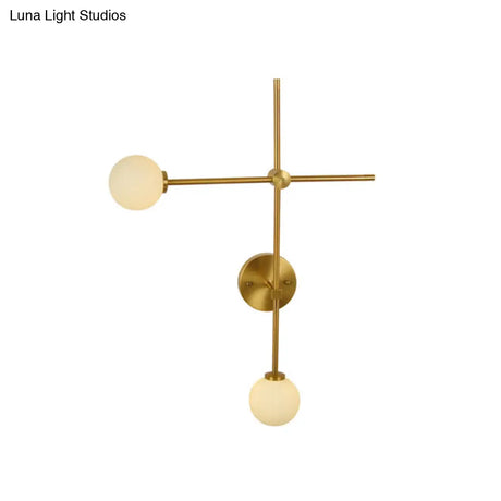 Modern Gold Wall Sconce With Closed Glass And 2 Lights