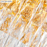 Modern Golden Layered Hanging Chandelier With Crystal Prism - 6/10/12 Bulb Pendant Light Fixture In