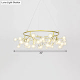 Modern Golden Ring Chandelier - 32/35.5 W Clear Glass Shade 27/36/45-Light Hanging Fixture