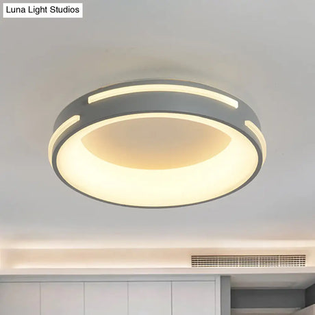 Modern Gray Circle Led Ceiling Light Fixture Warm/White Lighting 18.5’/24.5’ Wide