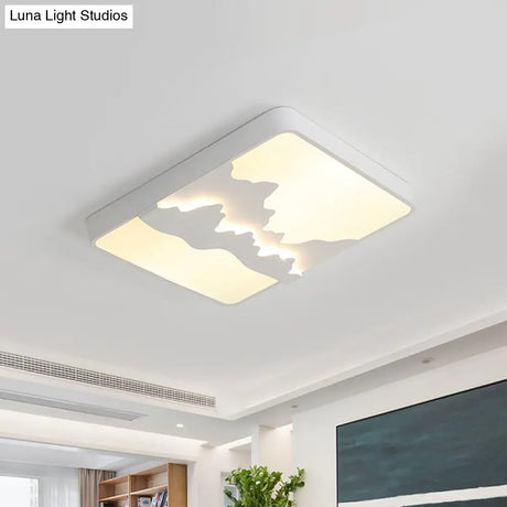 Modern Gray/White Metal Led Flush Mount Ceiling Lamp - 16’/19.5’ Wide Warm/White Light