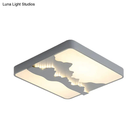 Modern Gray/White Metal Led Flush Mount Ceiling Lamp - 16’/19.5’ Wide Warm/White Light