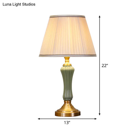 Modern Green Desk Lamp With Fabric Shade - Small Living Room Table Light