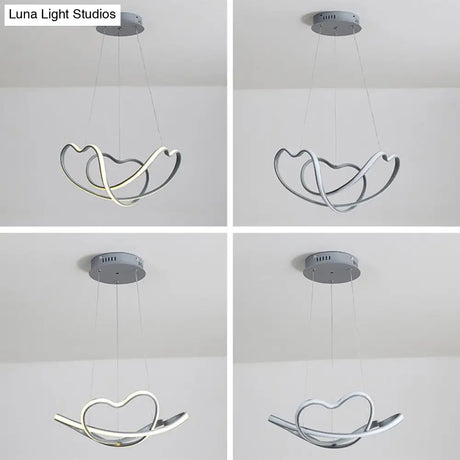Modern Grey Chandelier: Simplicity Metal Led Strip Pendant Light For Dining Room