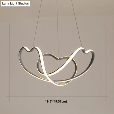 Modern Grey Chandelier: Simplicity Metal Led Strip Pendant Light For Dining Room