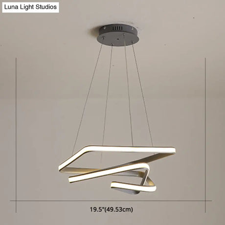 Modern Grey Chandelier: Simplicity Metal Led Strip Pendant Light For Dining Room