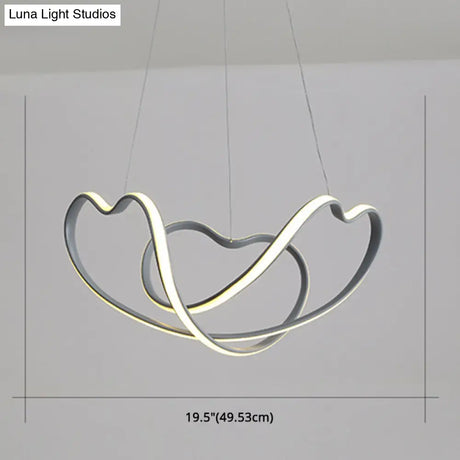 Modern Grey Chandelier: Simplicity Metal Led Strip Pendant Light For Dining Room
