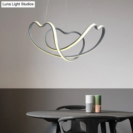 Modern Grey Chandelier: Simplicity Metal Led Strip Pendant Light For Dining Room