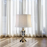 Modern Grey Nightstand Lamp With Oval Shade - 1 Head Bedside Task Lighting